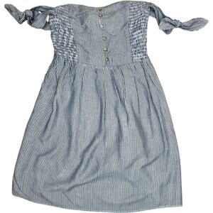 American Eagle Off Shoulder Pinstripe Mini Dress Small